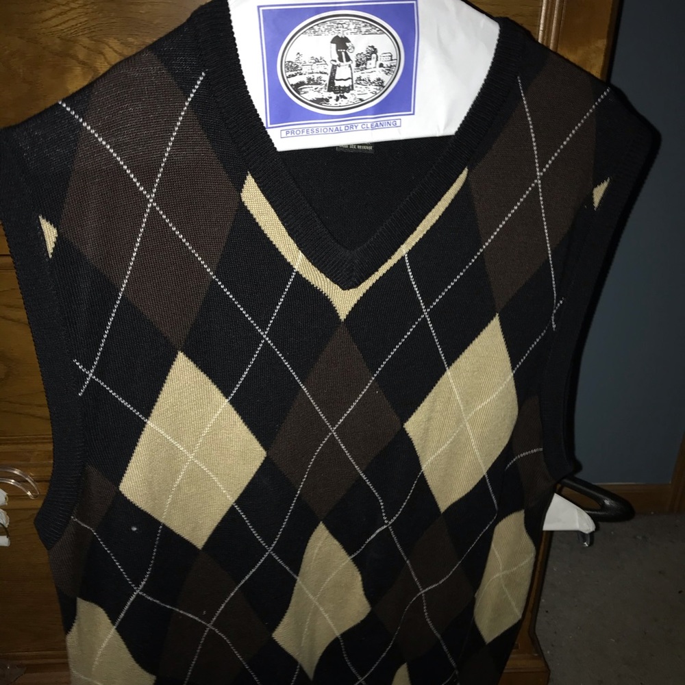 Trust Black, Tan and Brown Argyle Sweater Vest